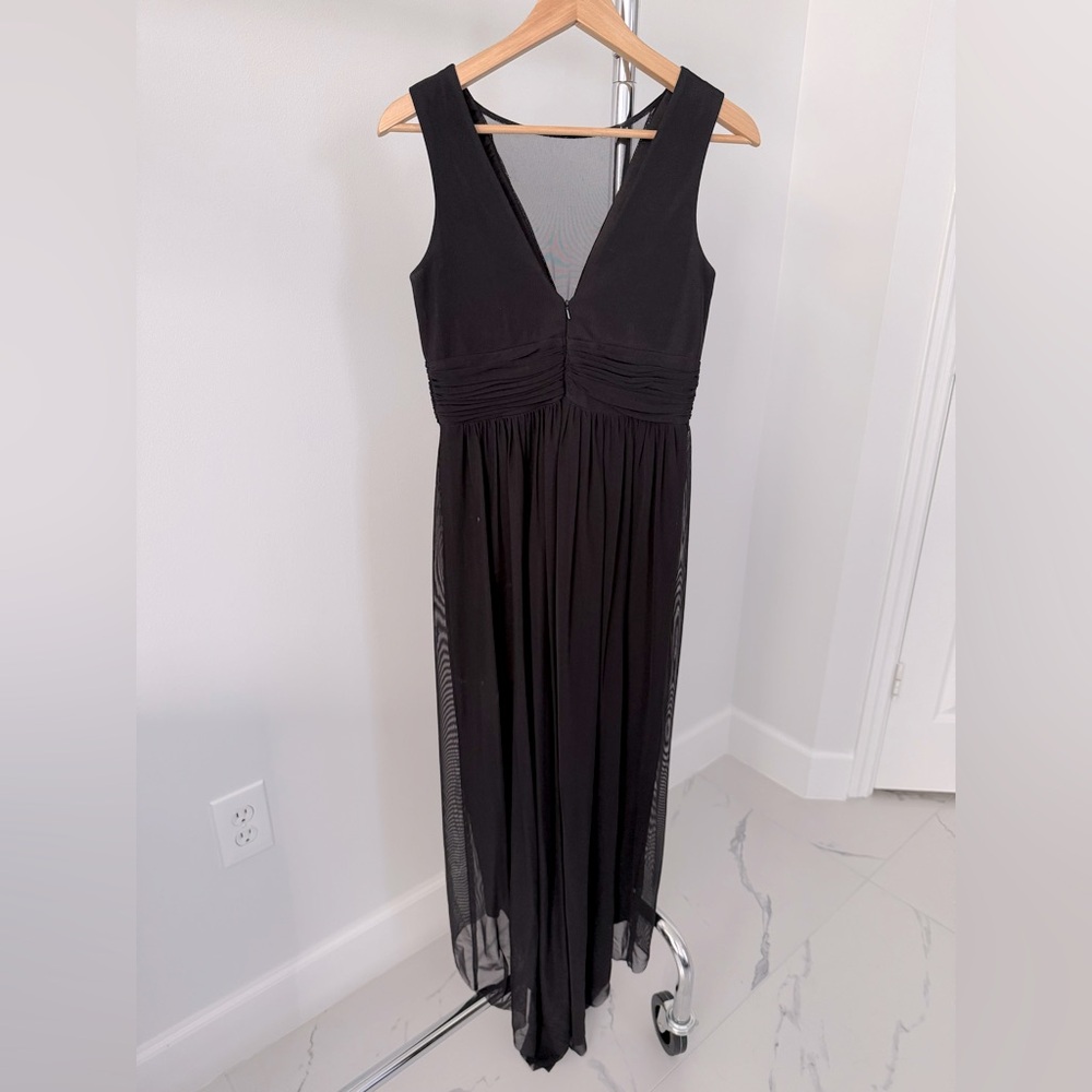 Marina black chiffon layered long dress